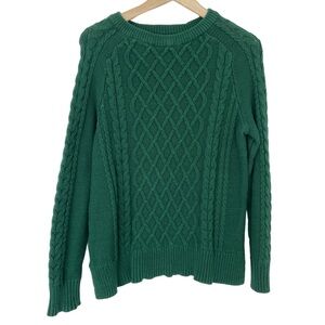 OLD NAVY KELLY  GREEN CABLE KNIT FISHERMEN STYLE SWEATER, MEDIUM